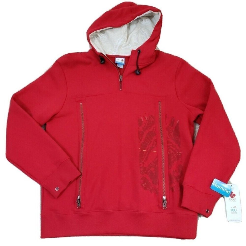 CANADA ~Men's Size M~ Red Hoodie Canada Letters Logo Oversized Cotton NWT.